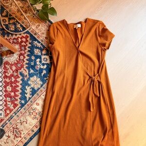 Madewell Rust Midi Wrap Dress